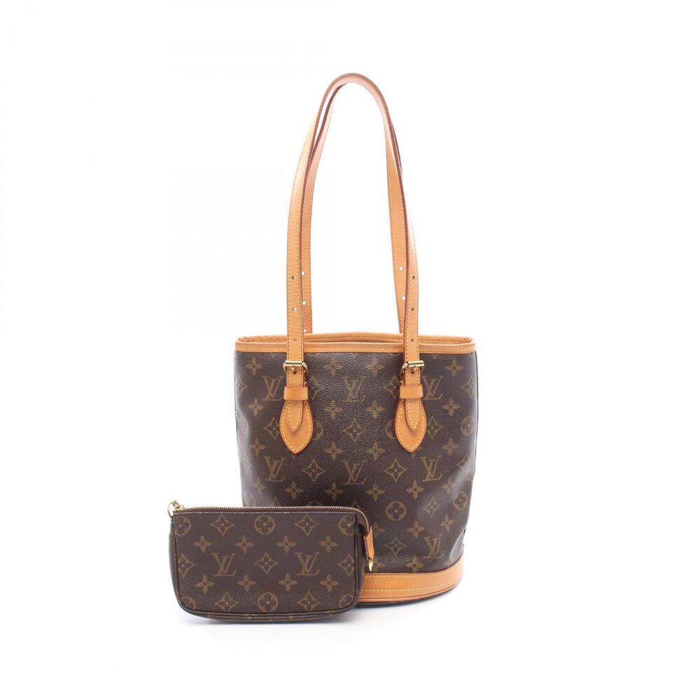 Louis Vuitton Bucket Monogram Canvas Leather Brown